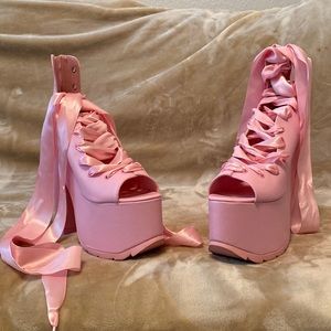 Dolls Kill Yru Ballet Bae Pink Platform Boot